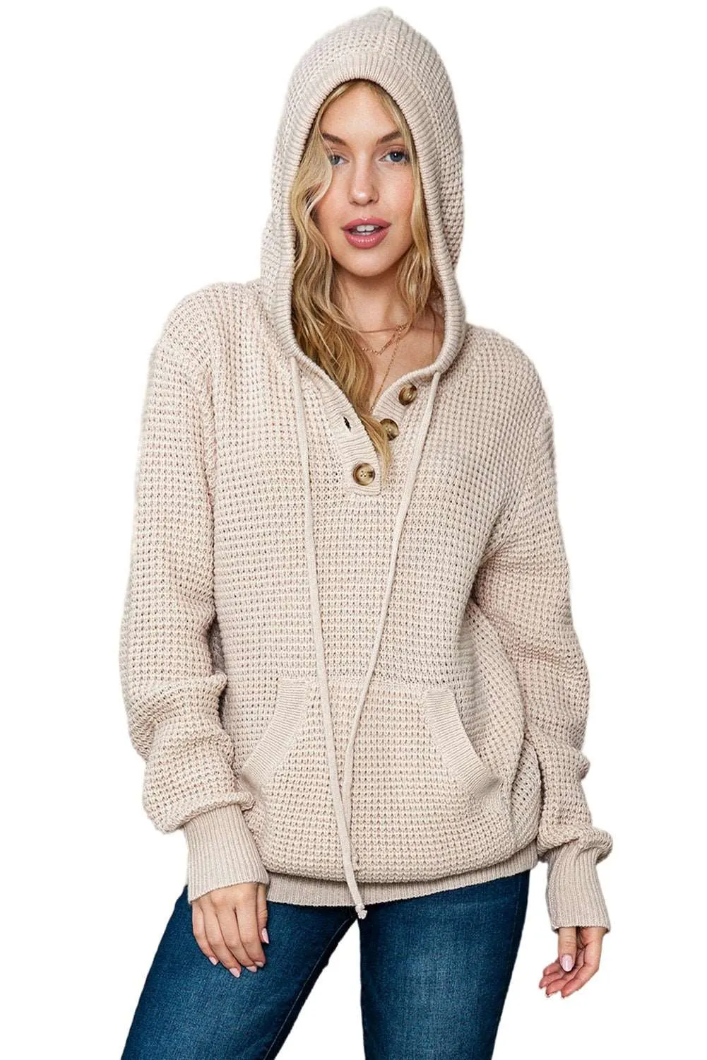 🔥 Buttons Pocket Cable Knit Hooded Sweater: For When You Want to Look Like You Have Your Life Together... But You're Just Faking It 🔥