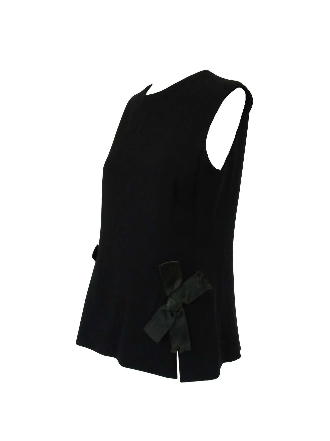 1960s Geoffrey Beene Black Silk Top with Green Bows