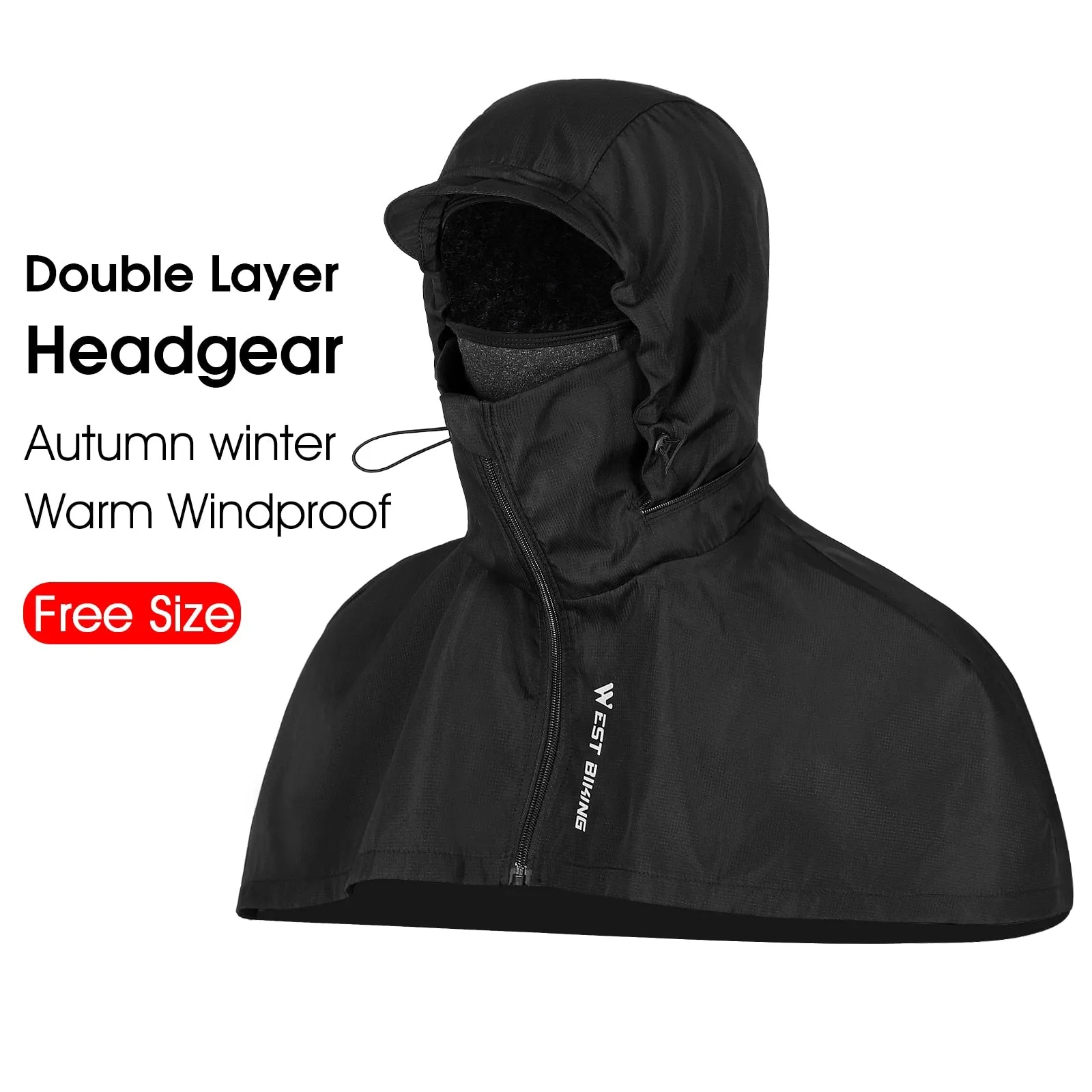 2 in 1 Winter Warm Cycling Cap Tactical Soldier Hood Fleece Windproof Balaclava Motorcycle Headgear Bicycle Ski Cap