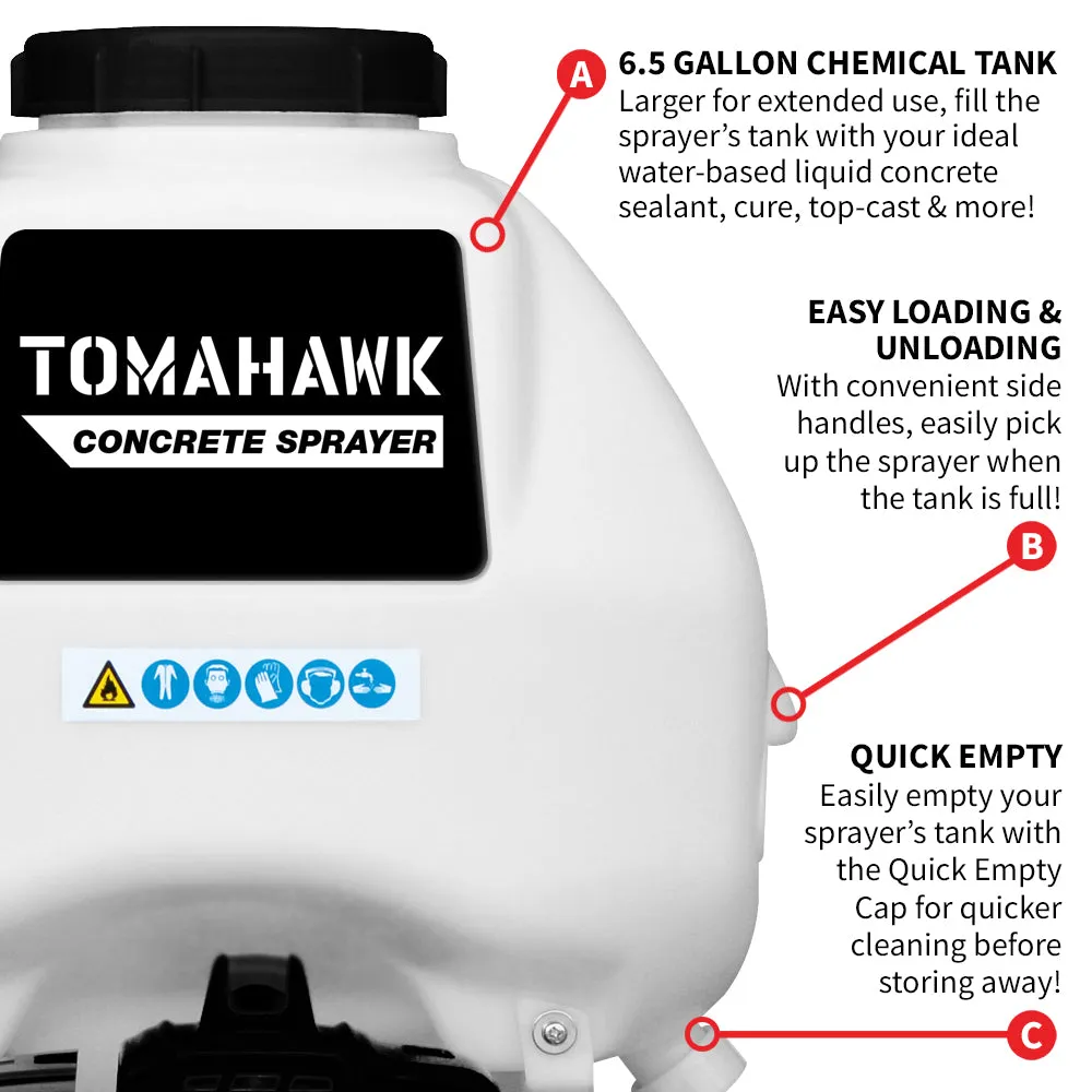 6.5 Gallon Backpack Concrete Sprayer .5 GPM Gas Finishing Tool for Cement Sealant Curing Stain