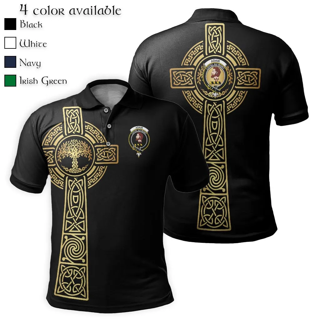 Adair Clan Polo Shirt with Golden Celtic Tree Of Life