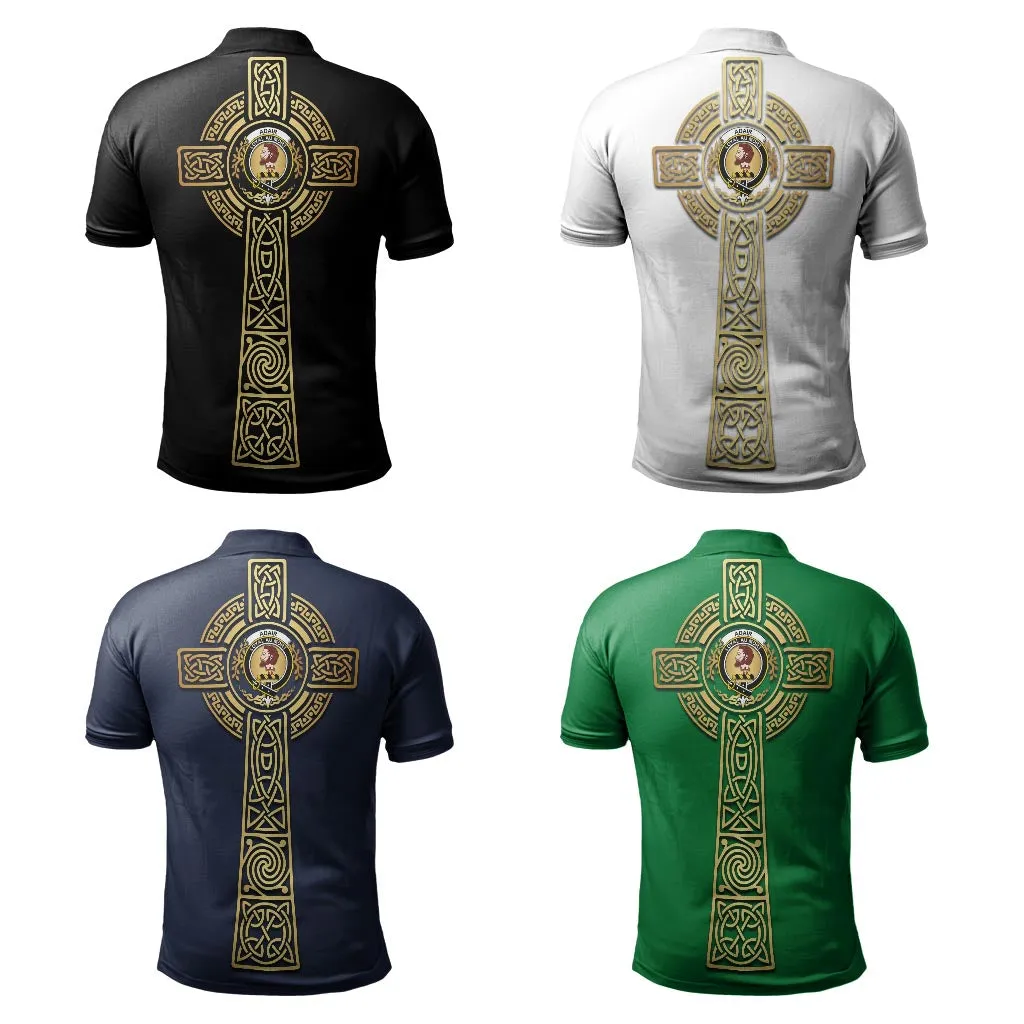 Adair Clan Polo Shirt with Golden Celtic Tree Of Life