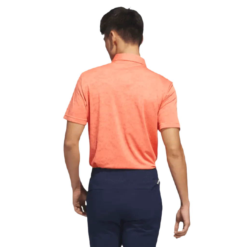 Adidas Textured Jacquard Golf Polo Shirt - Orange