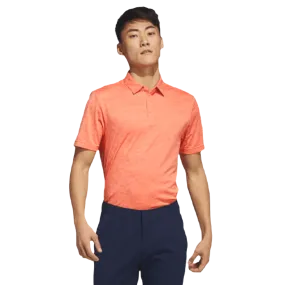 Adidas Textured Jacquard Golf Polo Shirt - Orange