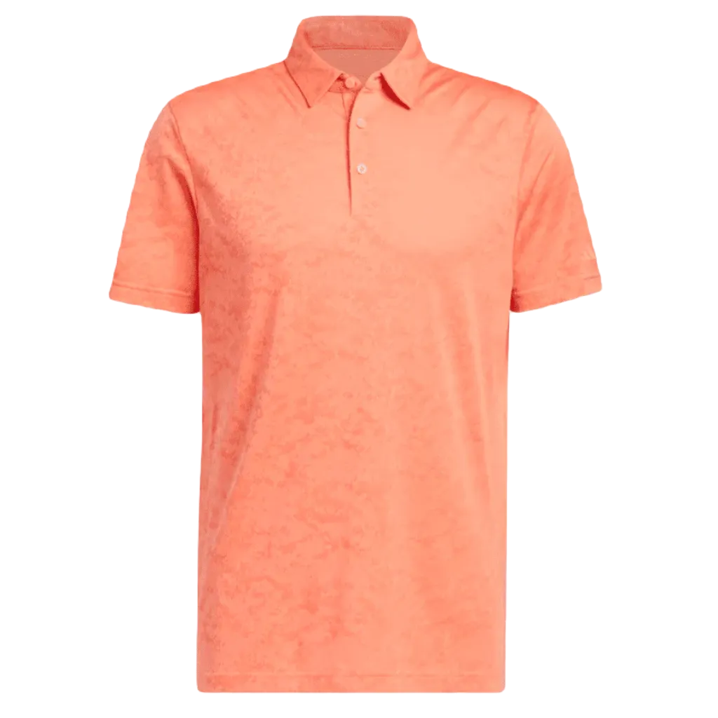 Adidas Textured Jacquard Golf Polo Shirt - Orange