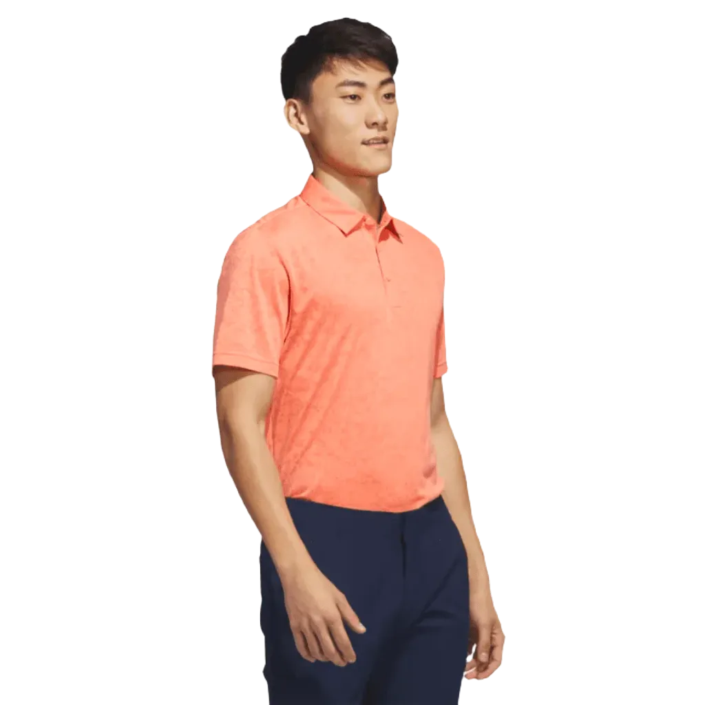 Adidas Textured Jacquard Golf Polo Shirt - Orange