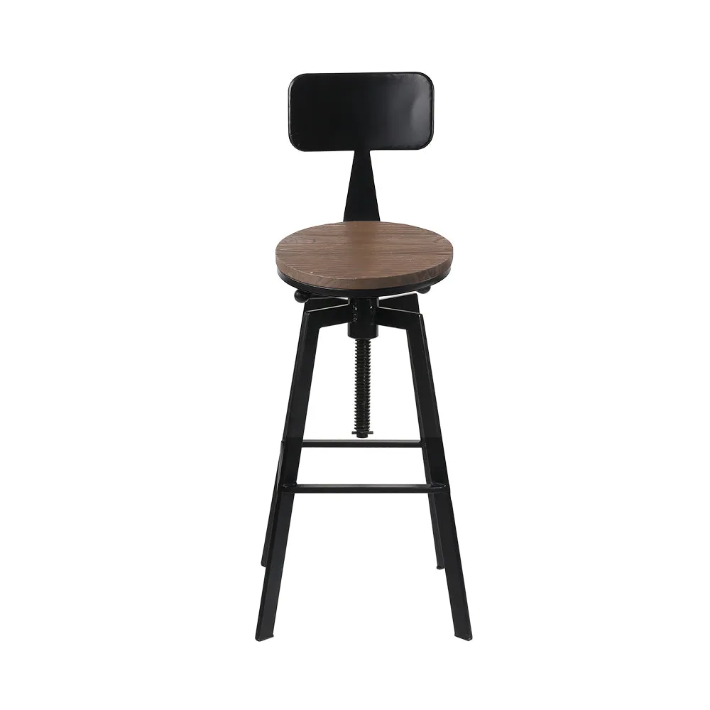 Adjustable Vintage Bar Stool with Elm Wood Seat - Artiss