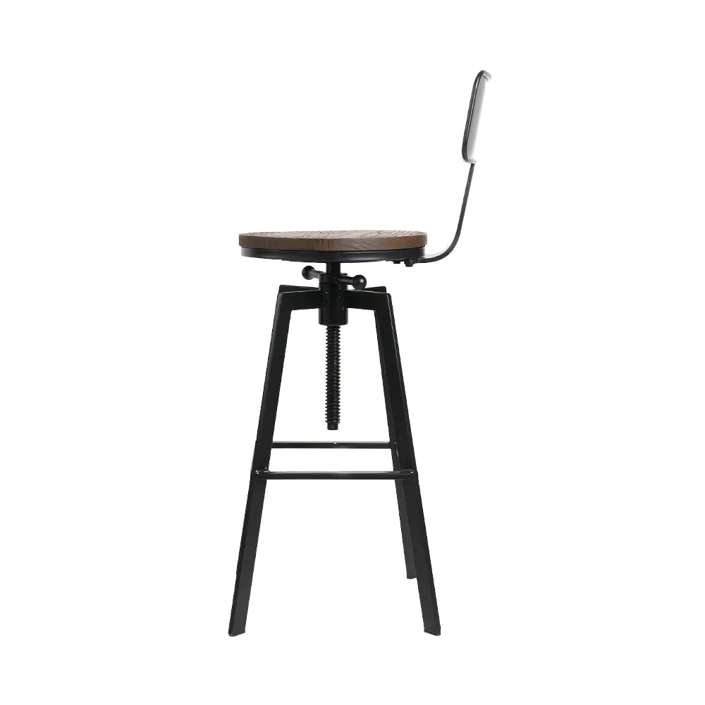 Adjustable Vintage Bar Stool with Elm Wood Seat - Artiss