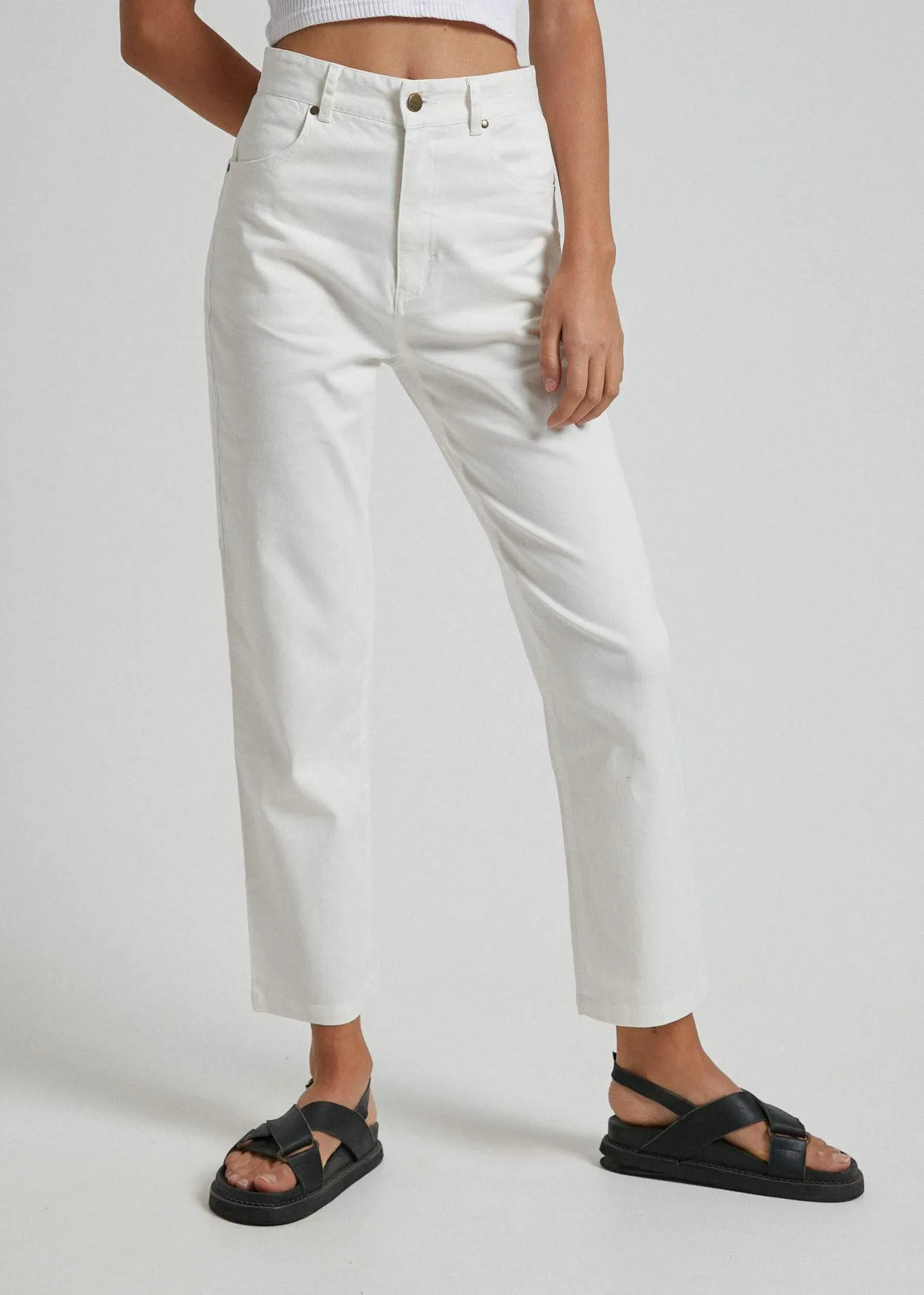 Afends Womens Shelby - Hemp High Waist Wide Leg Pants - Cream