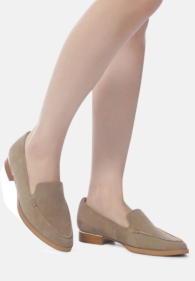 ANNA Taupe Suede Leather Loafers