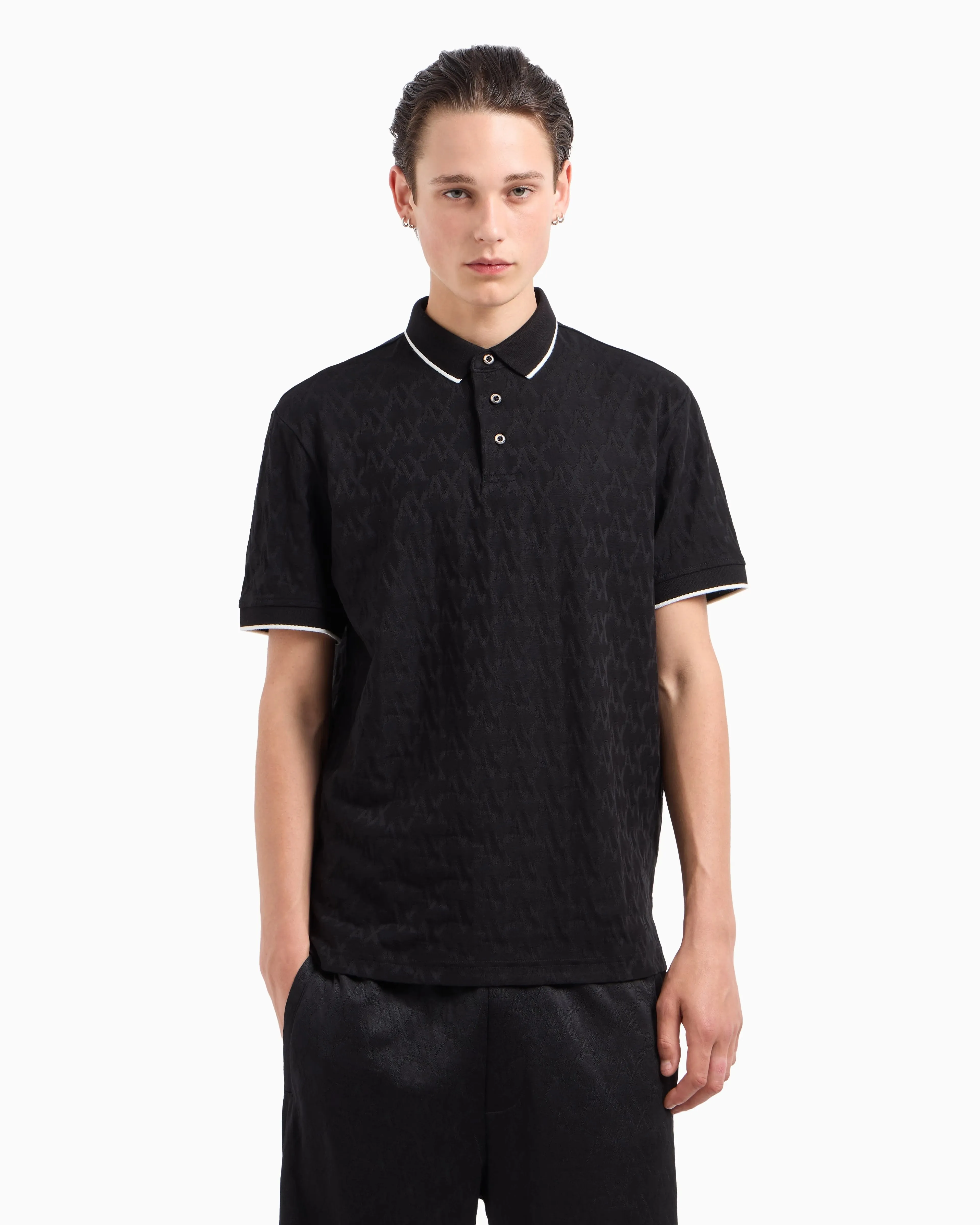 Armani Exchange Mercerized Cotton Regular Fit Polo Shirt (Black) - A6DZFLAZJ2ZZ1200