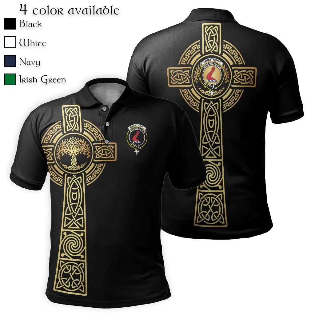 Armstrong Clan Polo Shirt with Golden Celtic Tree Of Life