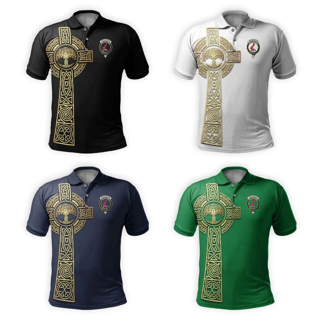 Armstrong Clan Polo Shirt with Golden Celtic Tree Of Life