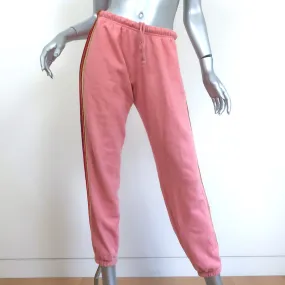 Aviator Nation 5 Stripe Sweatpants Pink Cotton & Velvet Size Small