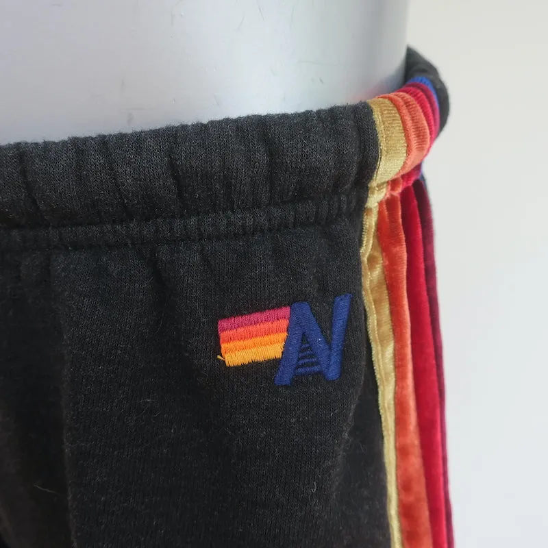 Aviator Nation Velvet Stripe Sweatpants Black Size Extra Small