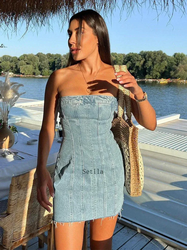 Backless Strapless Sleeveless Bodycon Mini Dress