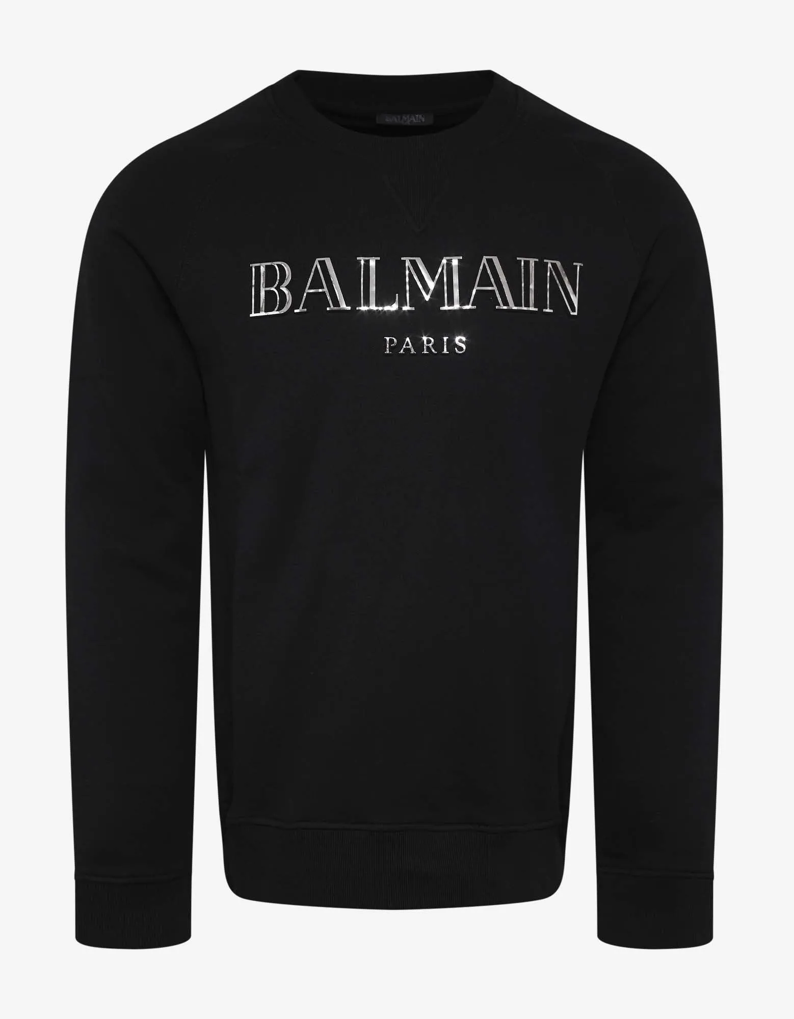 Black Metallic Logo Print Sweatshirt -