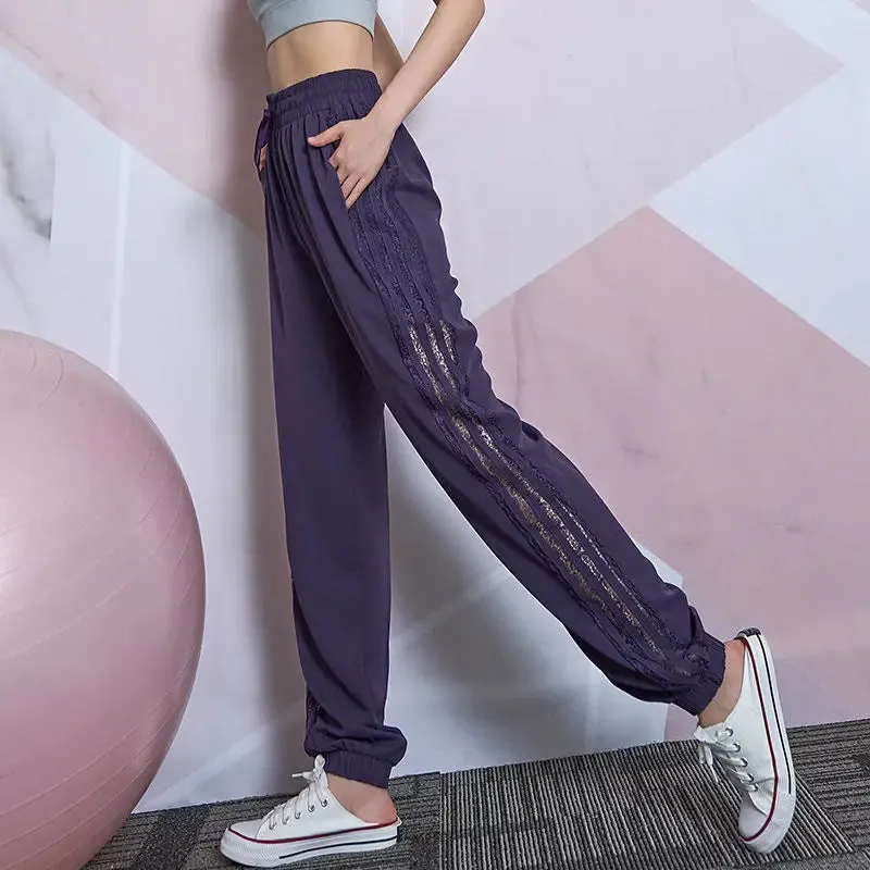 Breathable Letter Printed Elastic Mesh Sweatpant