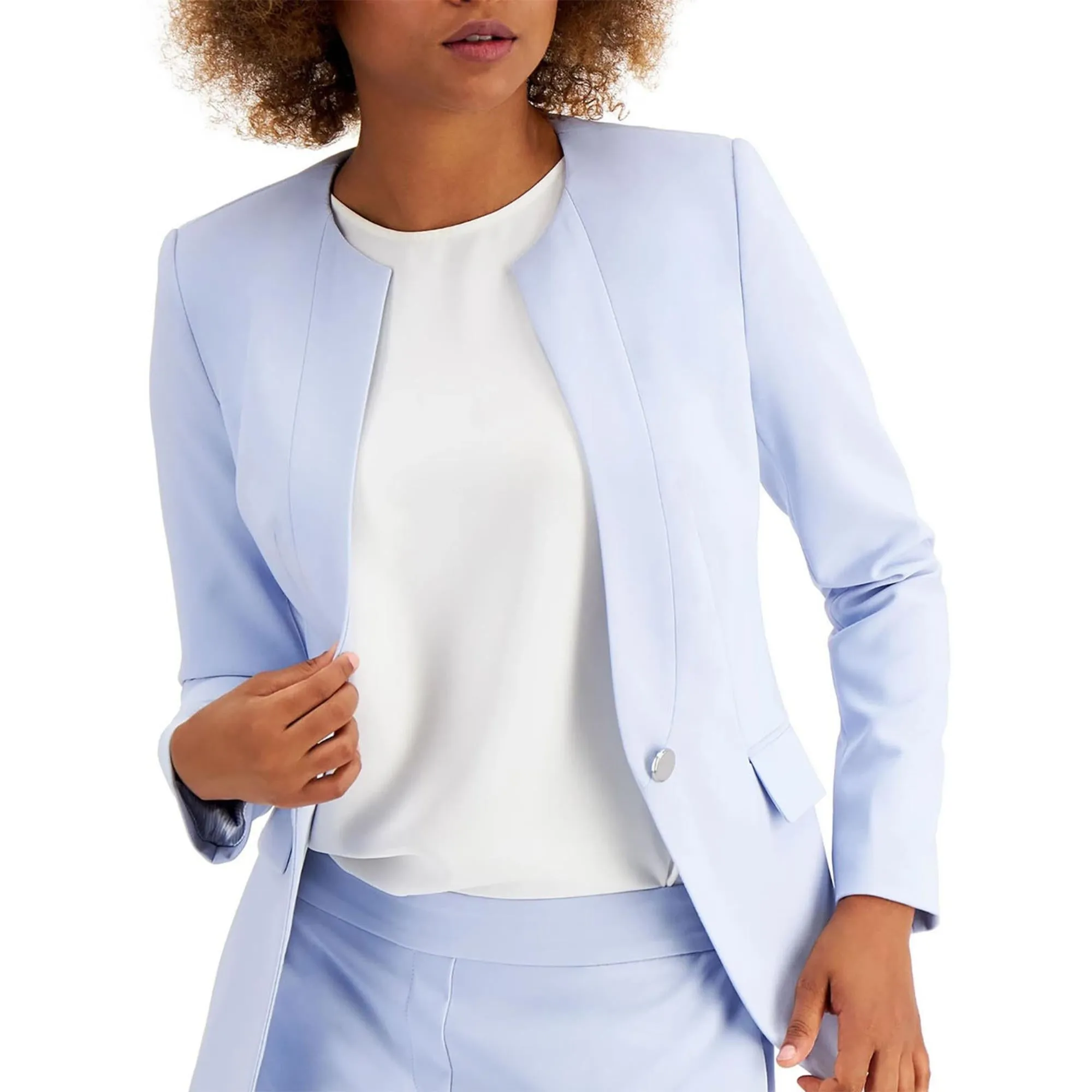 Calvin Klein Women's One Button Suit Separate Business Blazer Blue Size 0