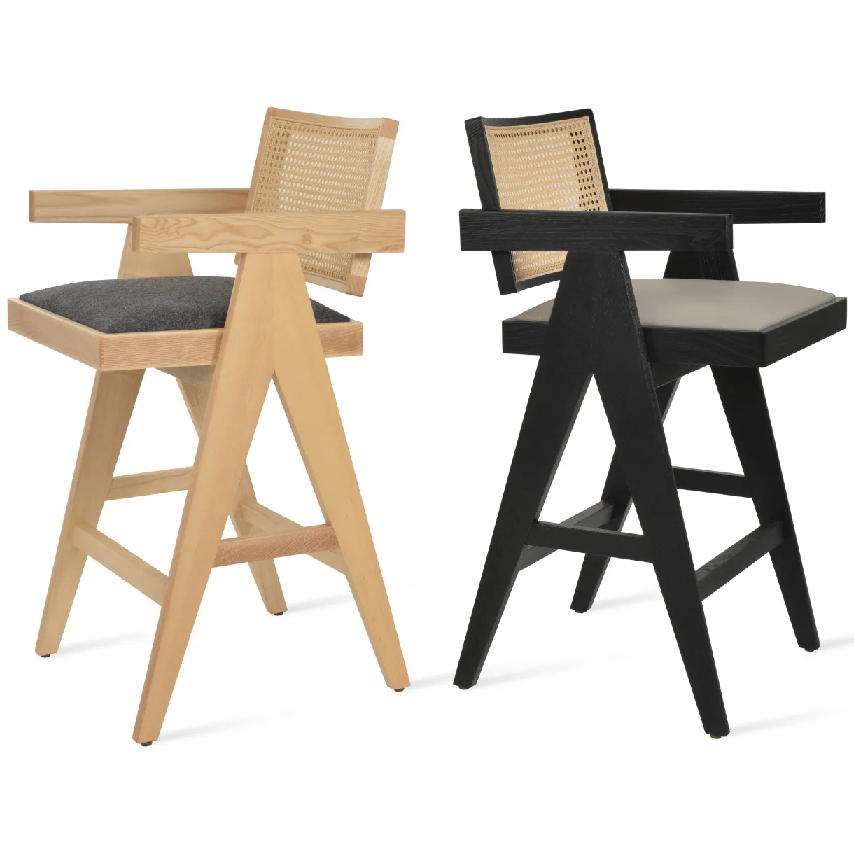 Cane Bar Stools PierreJ Rattan Bar Stools Natural