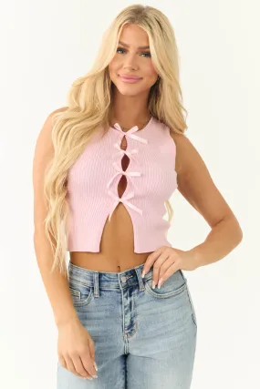 Carnation Bow Cut Out Detail Knit Tank Top