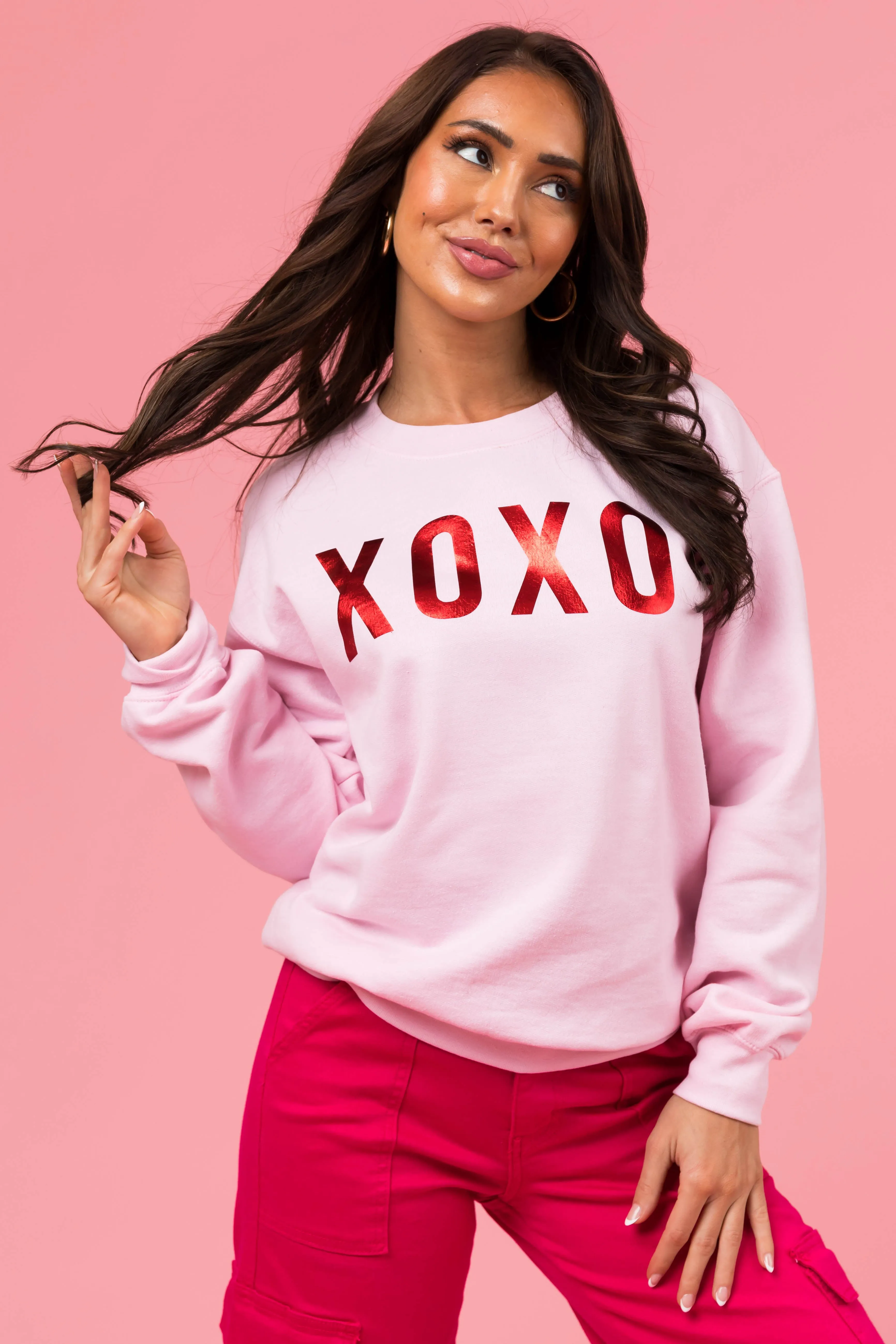 Carnation 'XOXO' Shiny Graphic Sweatshirt