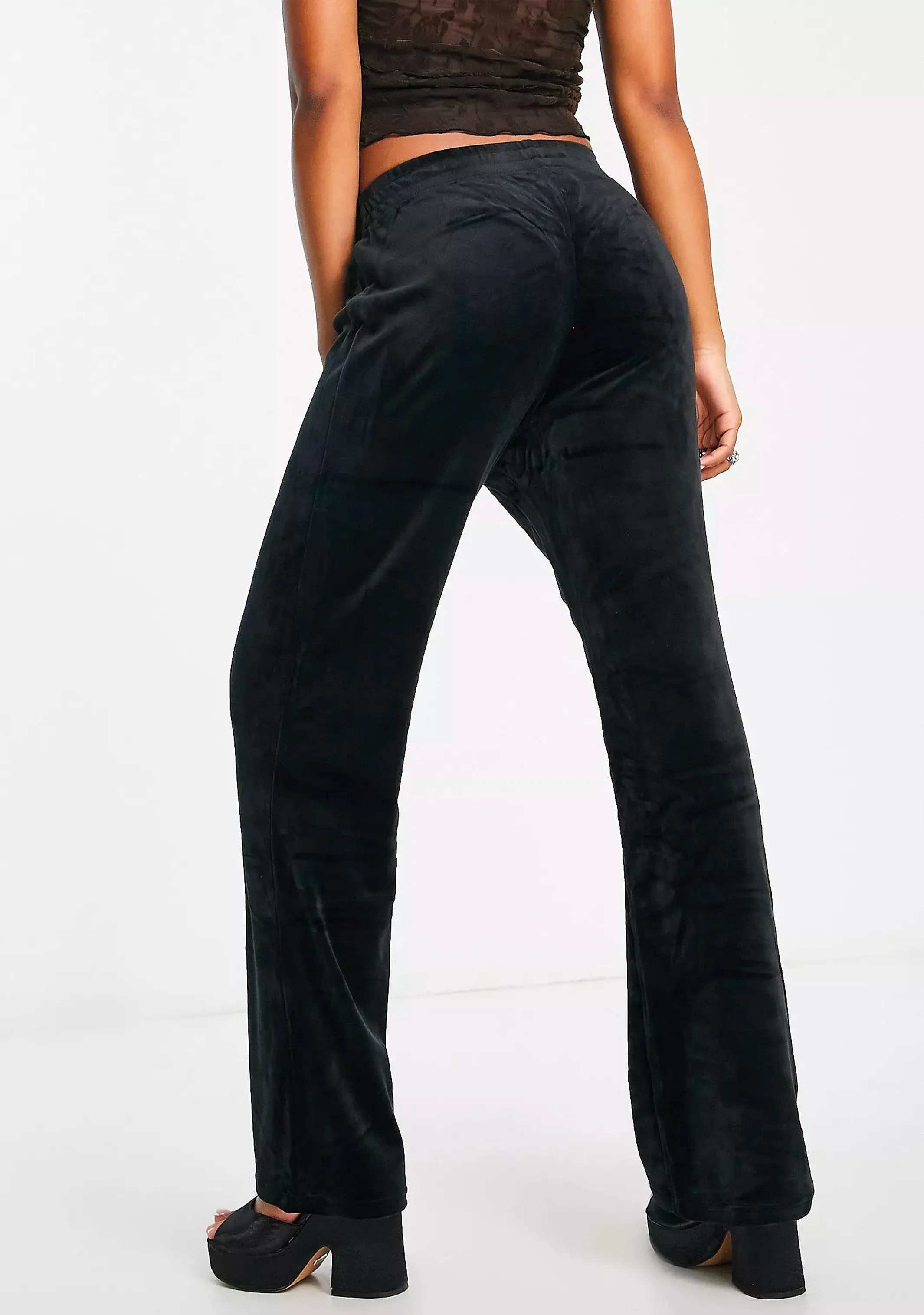 Champion Womens Wide Leg Velvet Velour Pants Black <br> CRXQN BLK