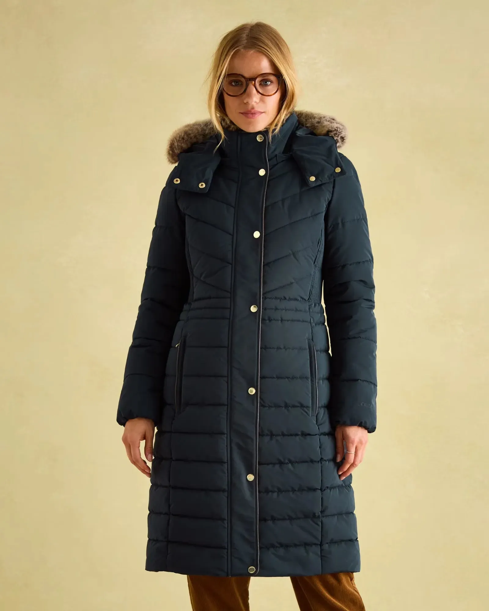 Cherington Navy Showerproof Longline Padded Coat