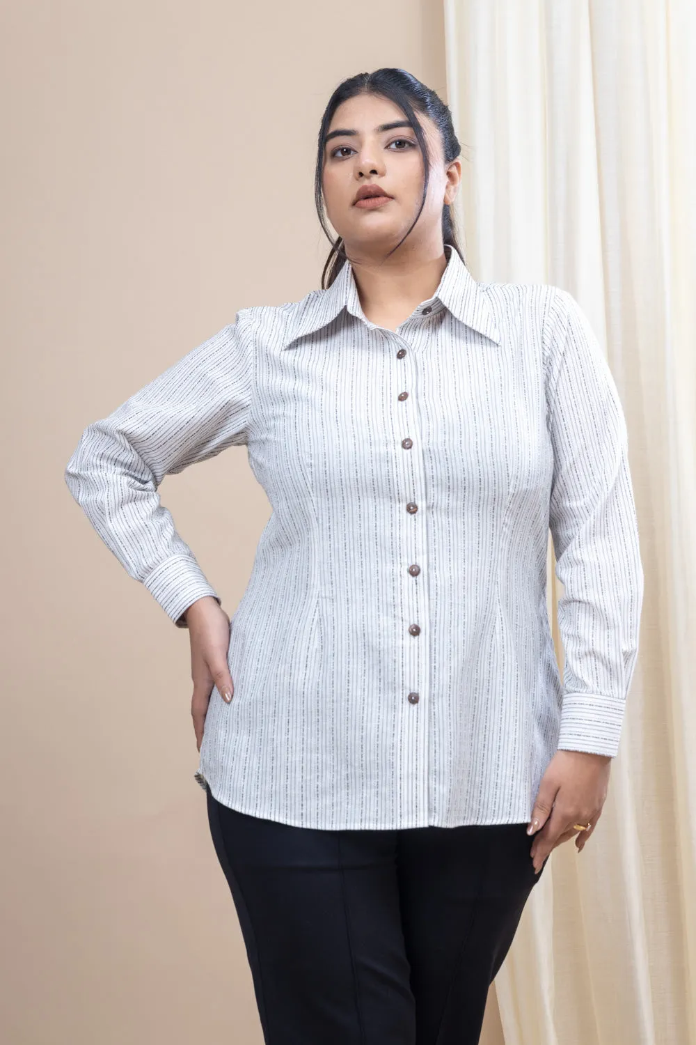 City Slick white pinstripe handloom shirt