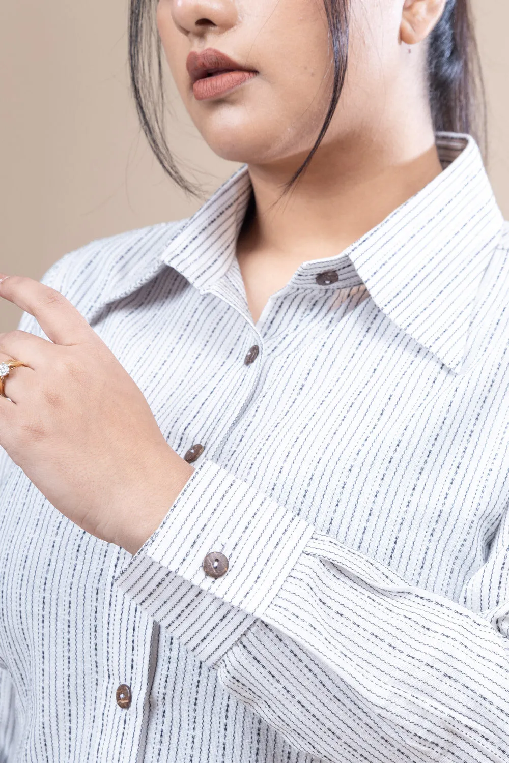 City Slick white pinstripe handloom shirt