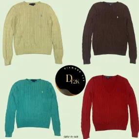 Classic Y2K Polo Sweater - Cable Knit Perfection (GRV-11-149)