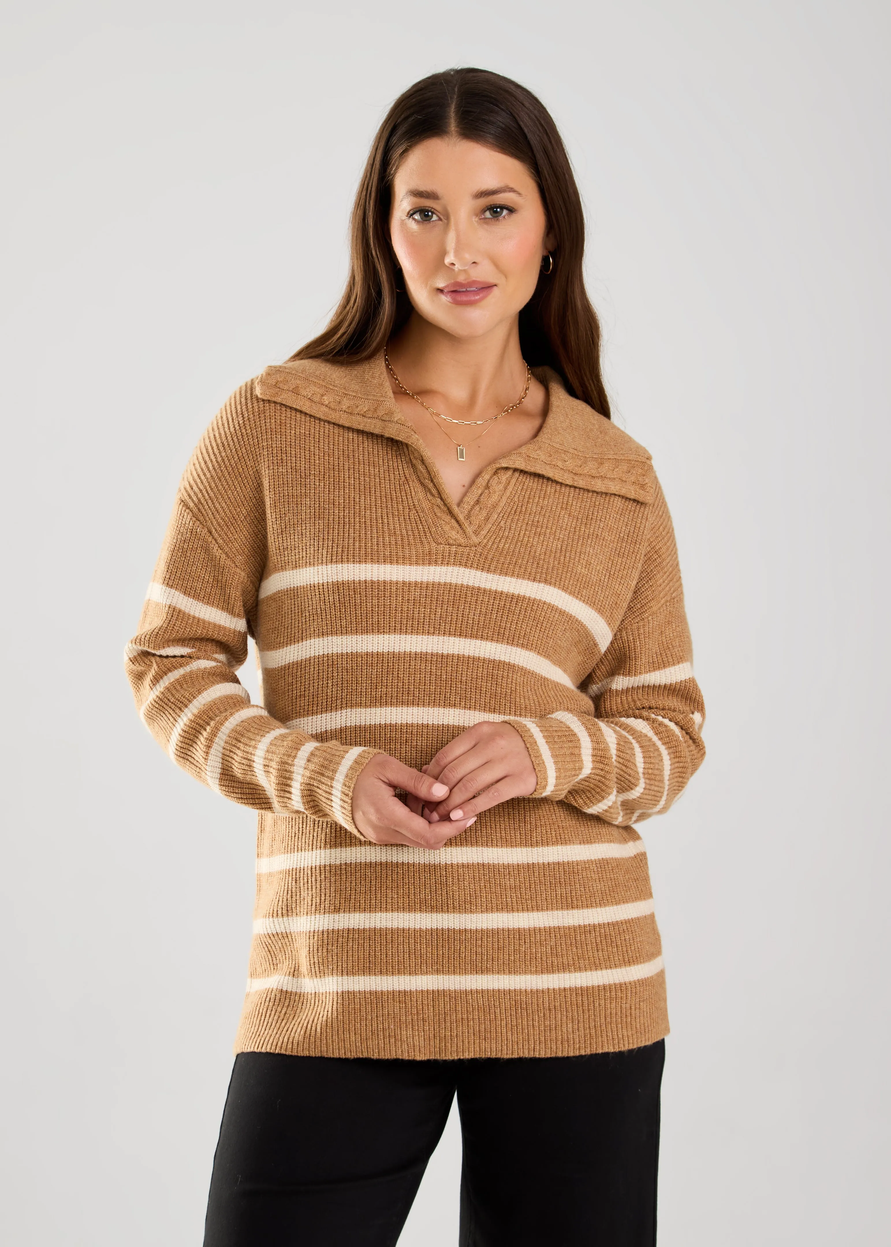 Collared Striped Sweater