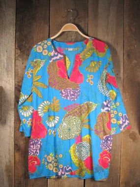 Cotton Tunic Top Mums in Bright Blue