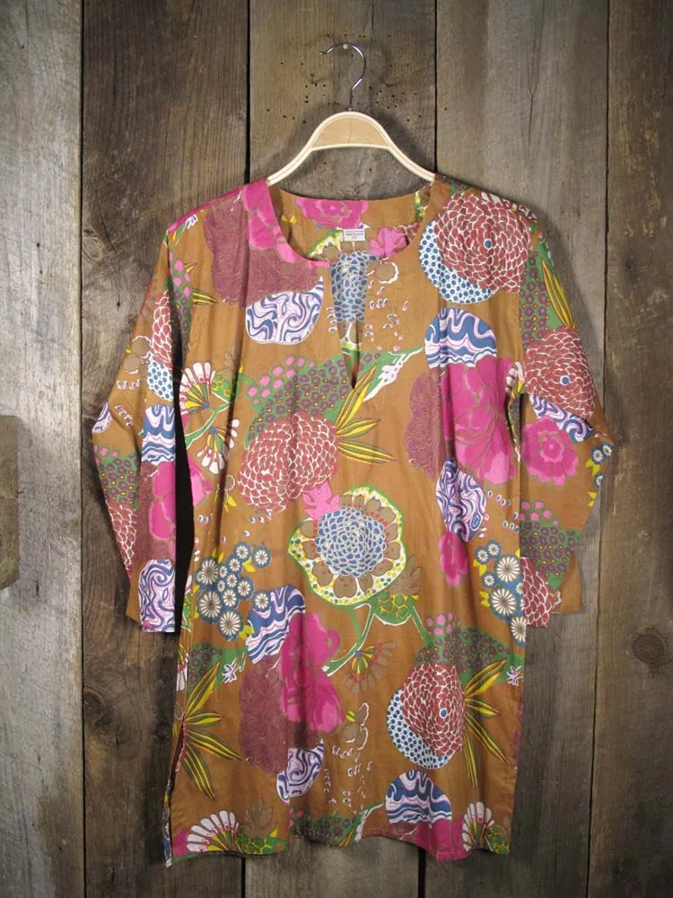 Cotton Tunic Top Mums in Tan