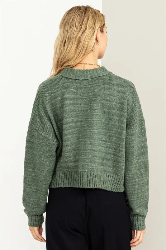 Crop Shoulder Cropped Cardigan Sweater