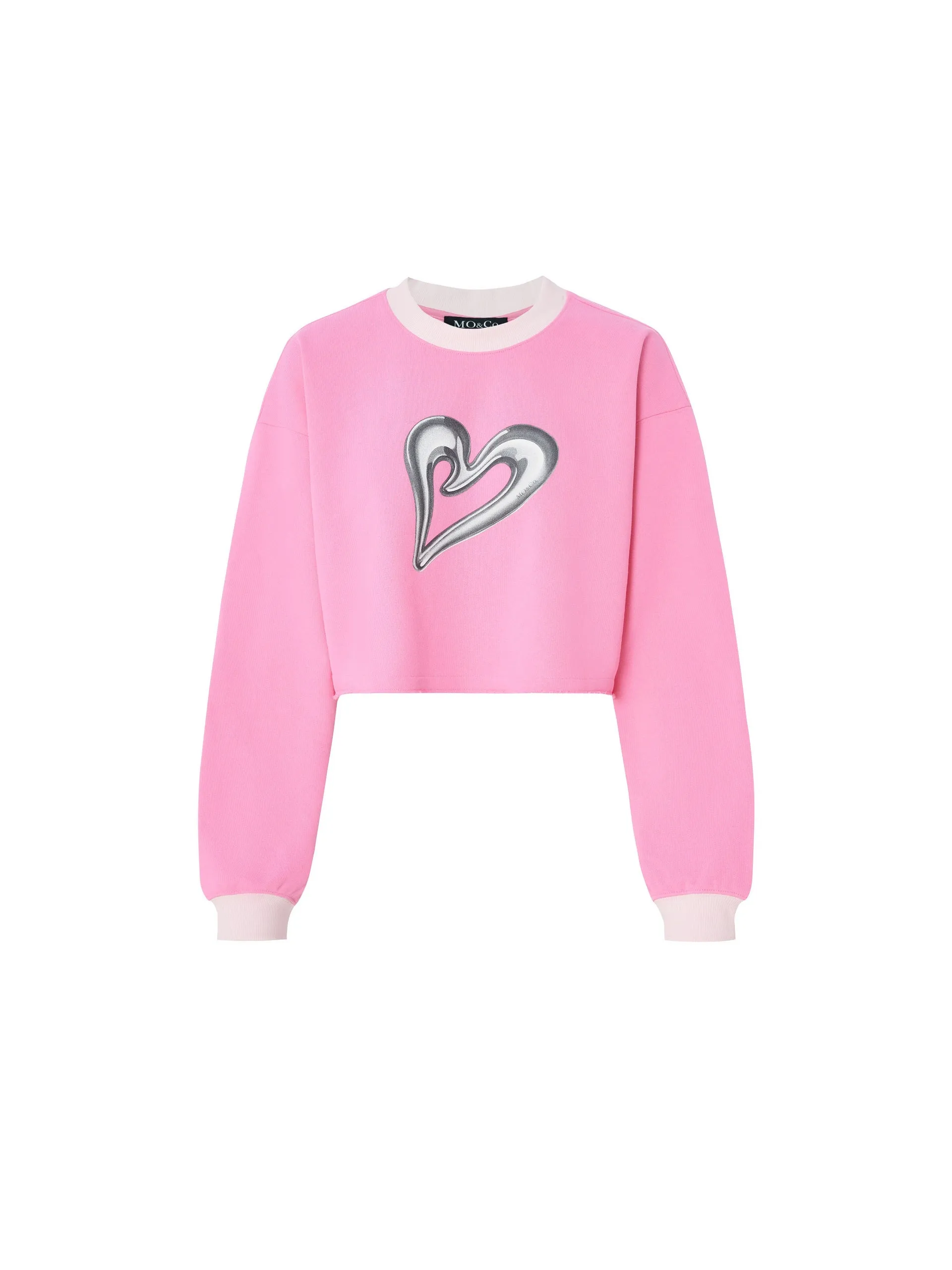 Cropped Sweetheart Print Sweatshirt