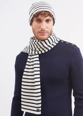 Duguay striped scarf - in blended wool (ECUME/NAVY)