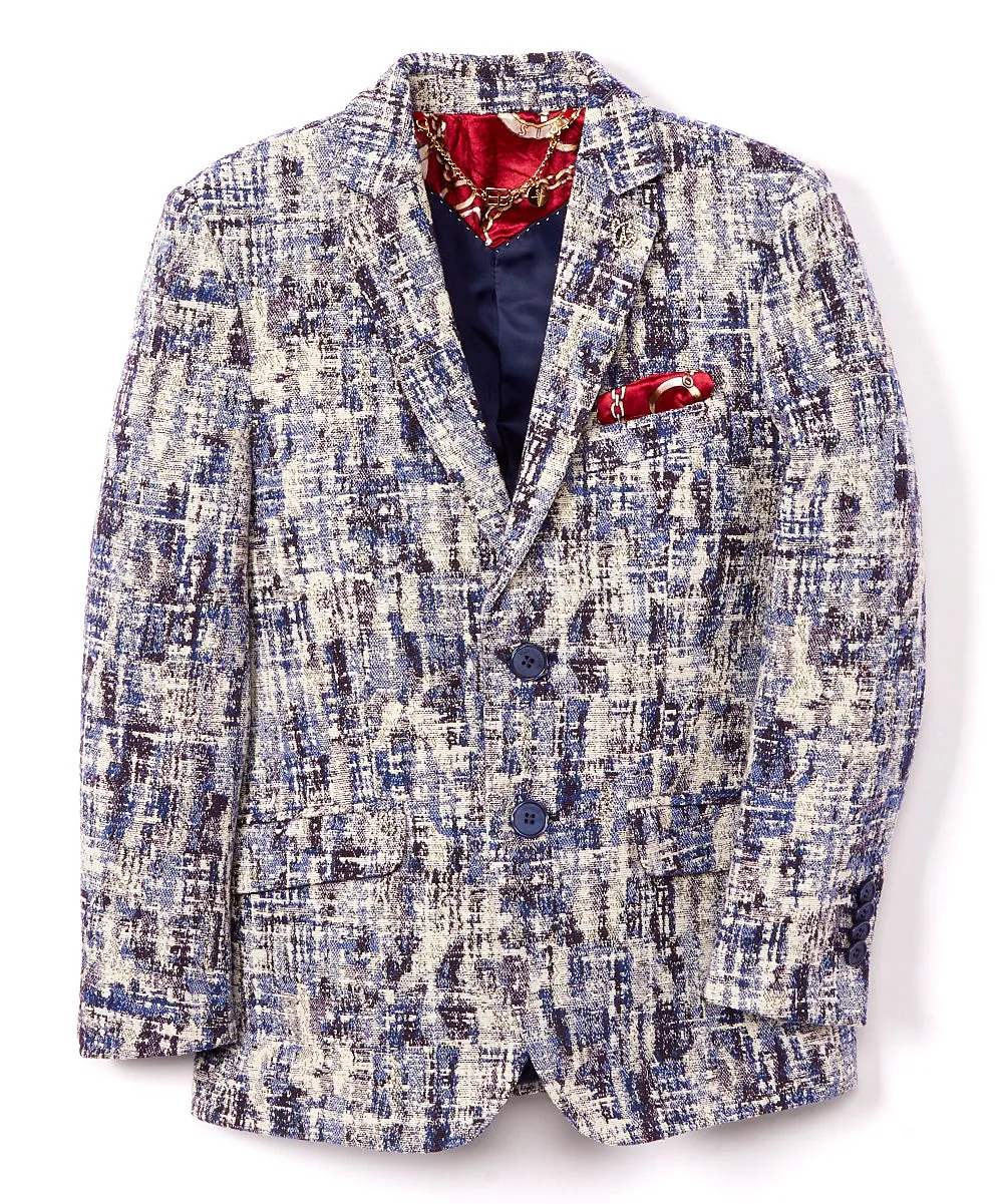 ELIE BALLEH Boys PURPLE Paint Splash Brocade Blazer JACKET