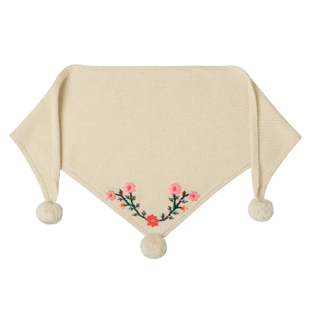 Embroidered Knit Shawl