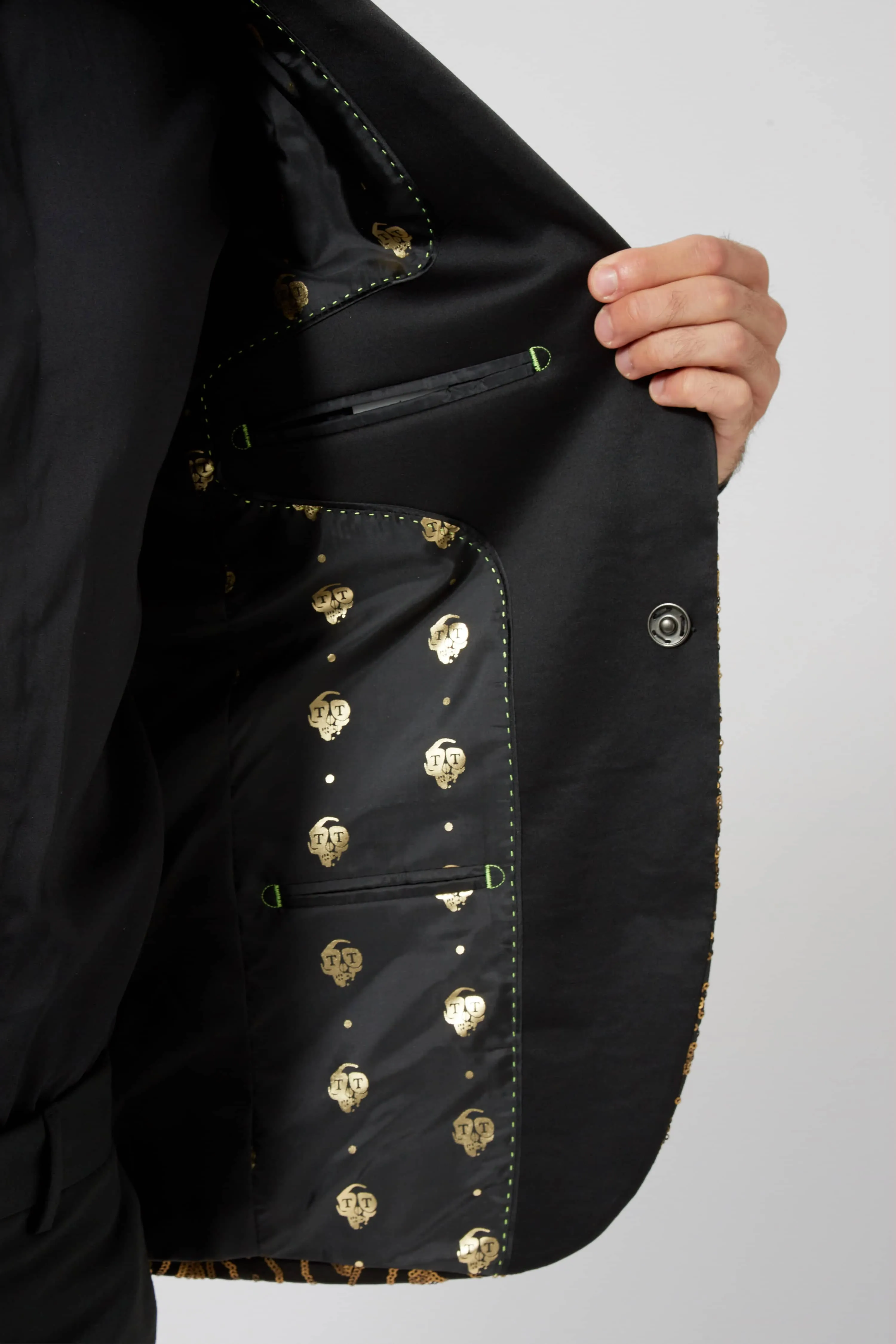 Emiliano Skinny Fit Gold Floral Sequin Jacket