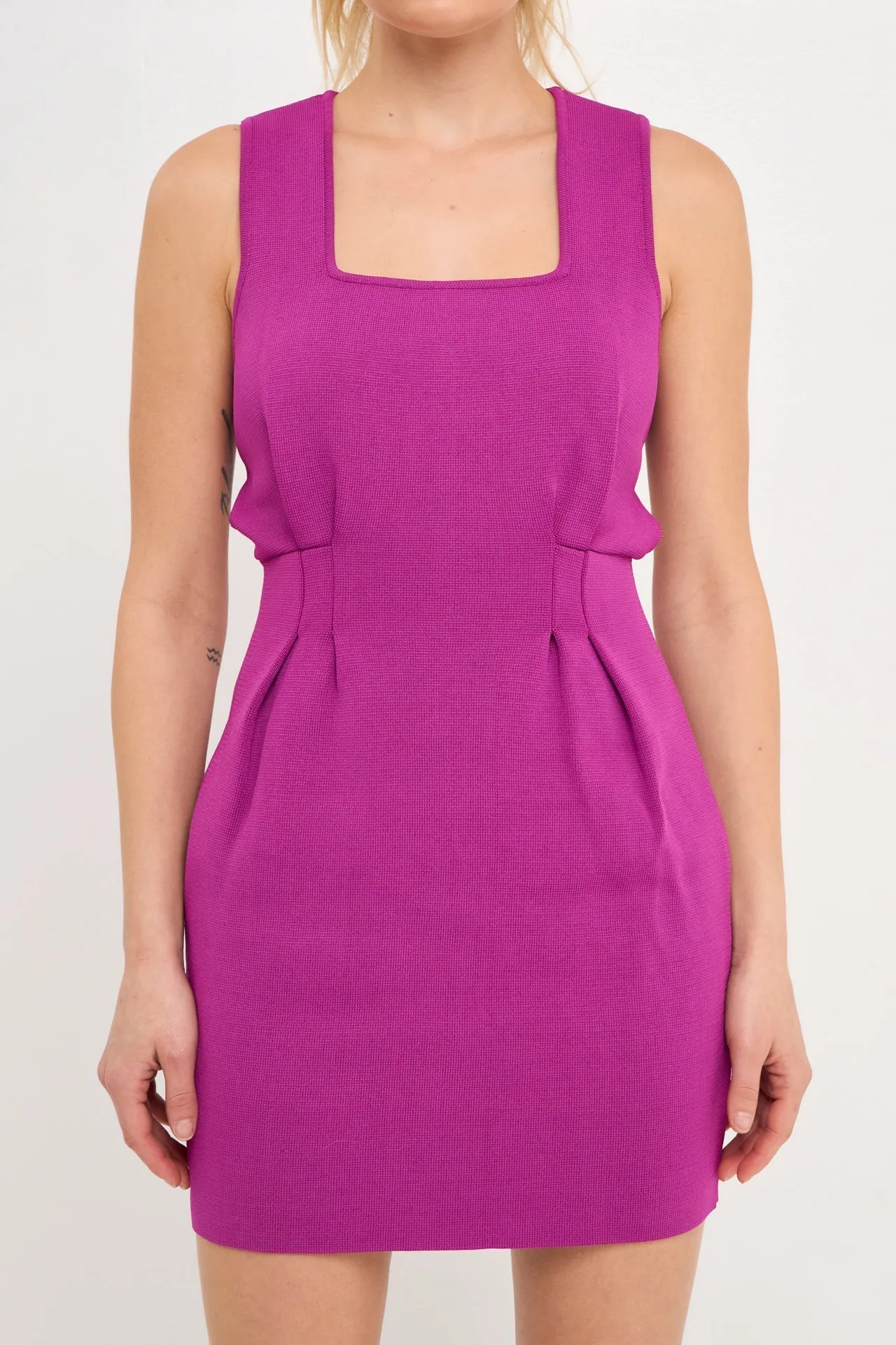 Endless Rose - Bodycon Knit Dress with Square Neckline