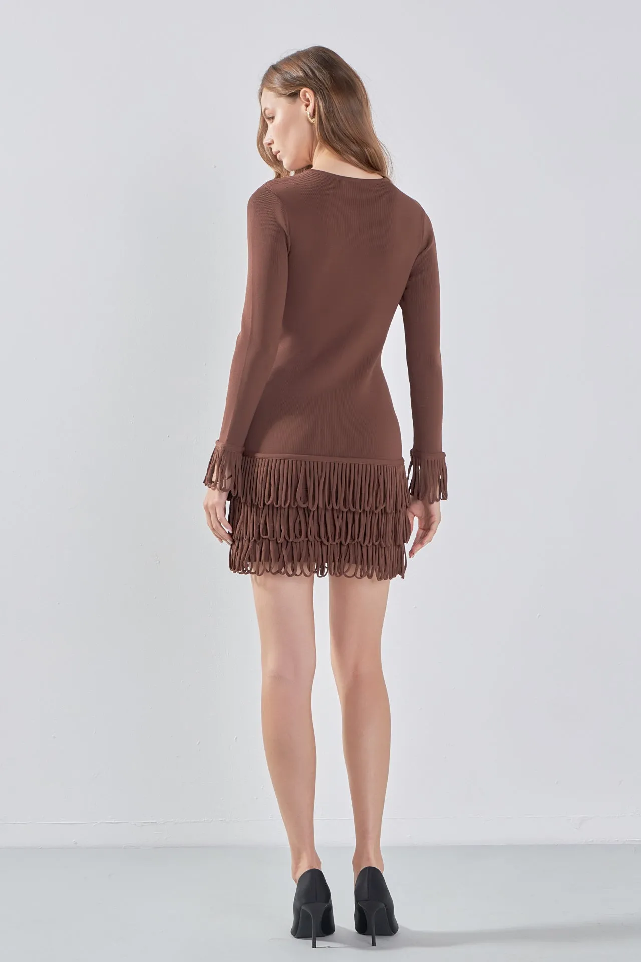 Endless Rose - Knit Loop Fringe Mini Dress