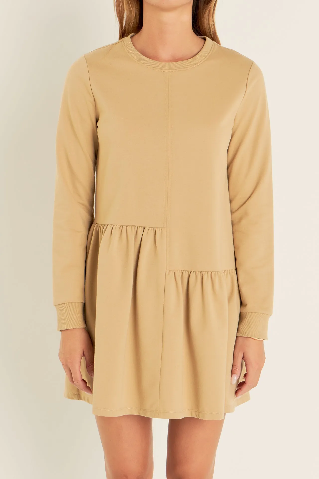 English Factory - Knit Unbalanced Seam Dress - Tan