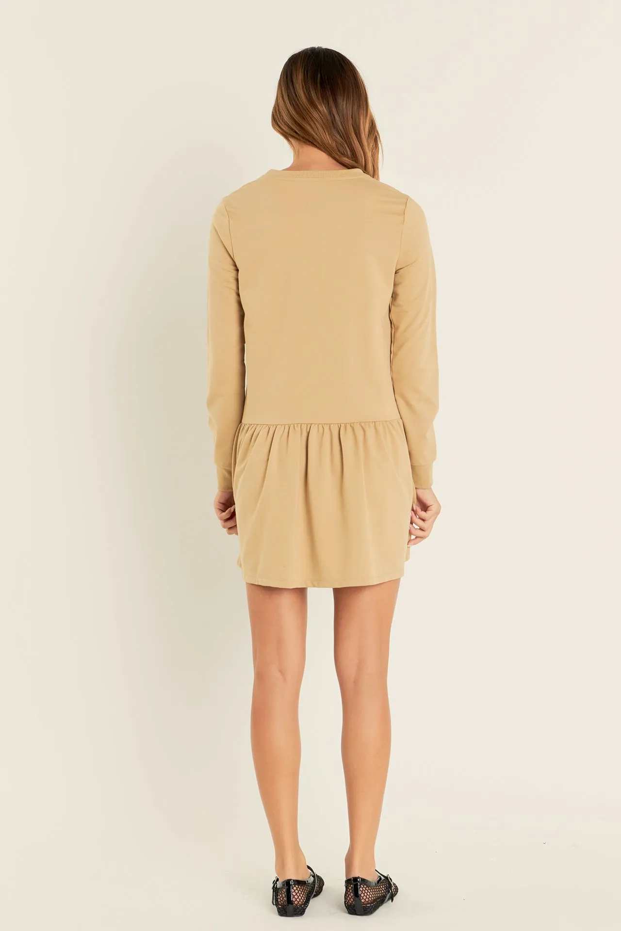 English Factory - Knit Unbalanced Seam Dress - Tan