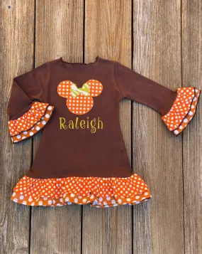 Fall Minnie Mouse Personalized Dress