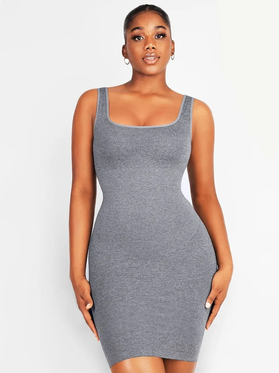 FeelinGirl Square-neck Mini Bodycon Built-in Shaper Womenswear Comfortable Dress