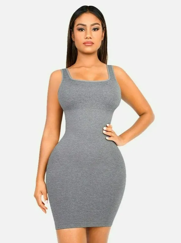 FeelinGirl Square-neck Mini Bodycon Built-in Shaper Womenswear Comfortable Dress