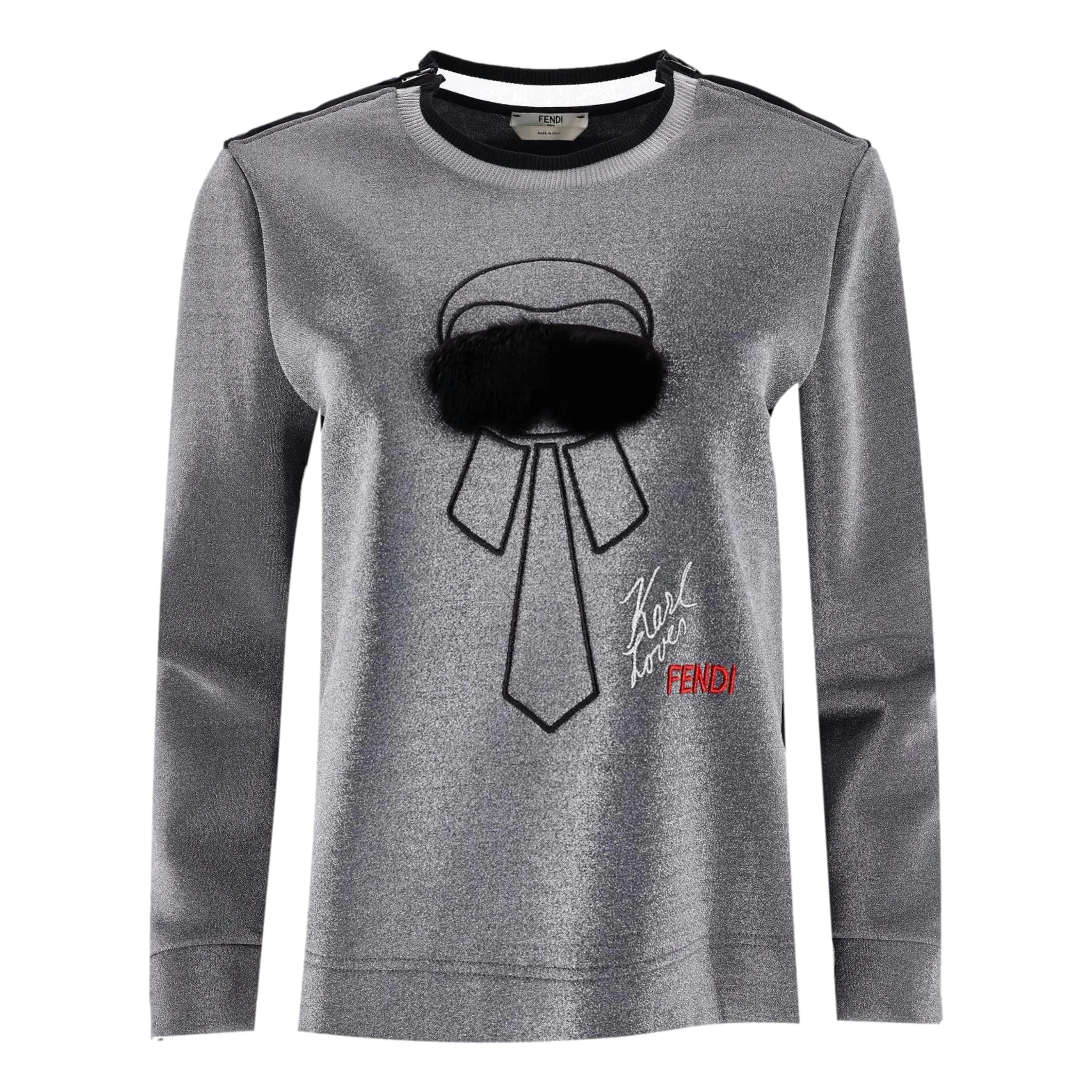 Fendi Karl Lagerfeld Embroidered Laminated Sweatshirt. Size 40IT