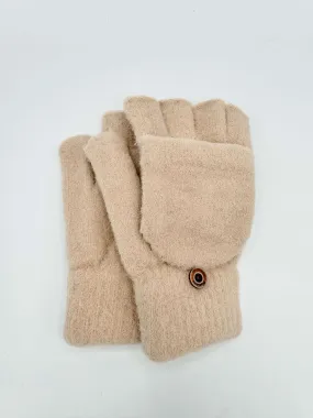 Fingerless Mitten Gloves in Beige