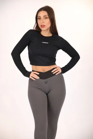 Fireox Crop top long Sleeve, Black